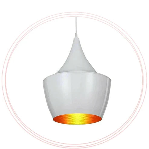 White Pendant Light with Gold Inner Shade – E27 - photo 6