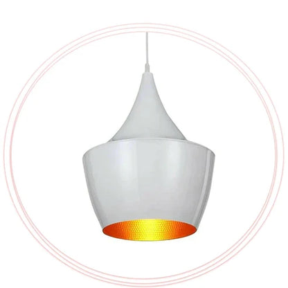 White Pendant Light with Gold Inner Shade – E27 - photo 6
