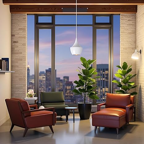 White Pendant Light with Gold Inner Shade – E27 - photo 8