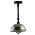 Industrial Short Pipe Ceiling Light – Dome, Cone or Barn Shade - Black, Dome 21 cm Brushed Brass, 20 cm Pipe, Without Bulb