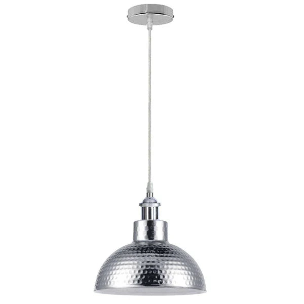Chrome Pendant Light – E27, Choice of Metal Shades or Wire Cage - photo 10