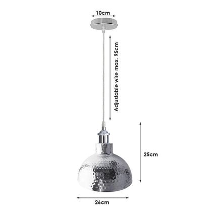 Chrome Pendant Light – E27, Choice of Metal Shades or Wire Cage - photo 11