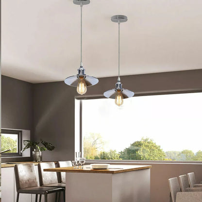 Chrome Pendant Light – E27, Choice of Metal Shades or Wire Cage - photo 5