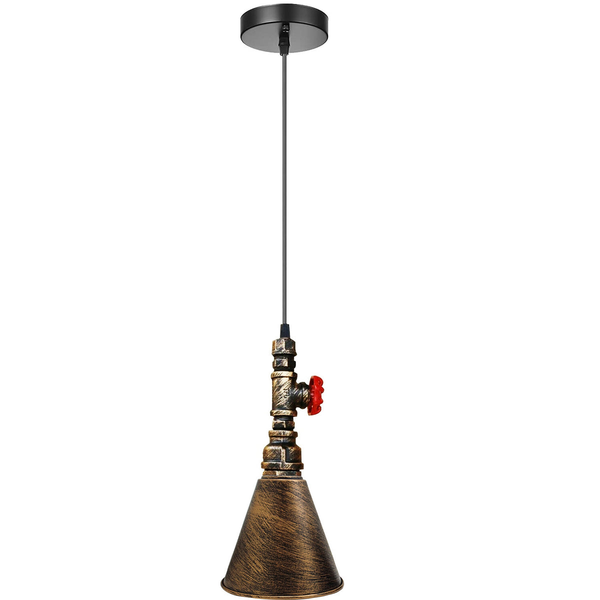 Water Pipe Pendant Light – Steampunk Tap Design, 4 Finishes, E27 - photo 12