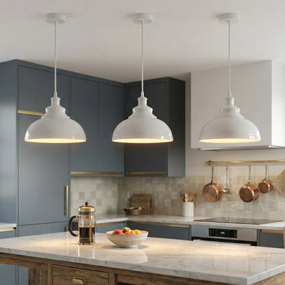 Vintage Dome Pendant Light 29 cm – White or Green Brass, E27