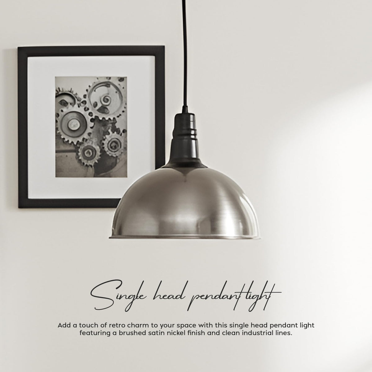 Vintage Industrial Pendant Light – Dome, Barn or Wide Shade, 20 Finishes, E27 - photo 4