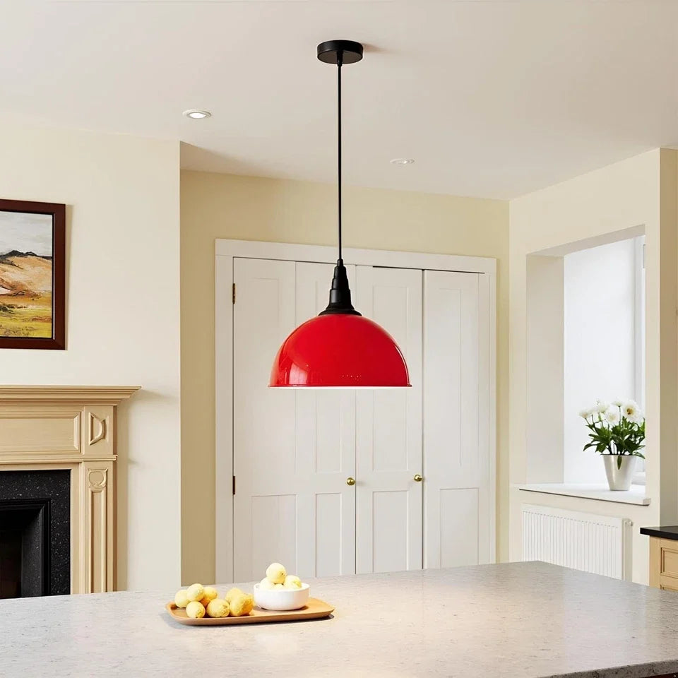 Vintage Industrial Pendant Light – Dome, Barn or Wide Shade, 20 Finishes, E27 - photo 5
