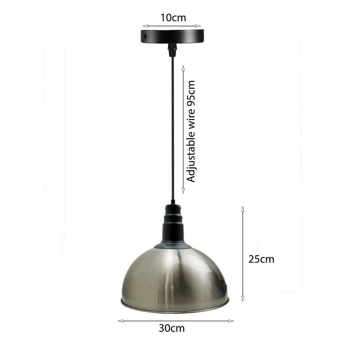 Vintage Industrial Pendant Light – Dome, Barn or Wide Shade, 20 Finishes, E27 - photo 6