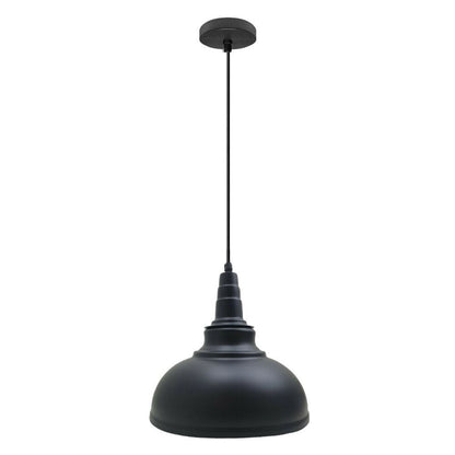 Vintage Industrial Pendant Light – Dome, Barn or Wide Shade, 20 Finishes, E27 - Black, Curved Dome 29 cm Black & White Inner, Without Bulb