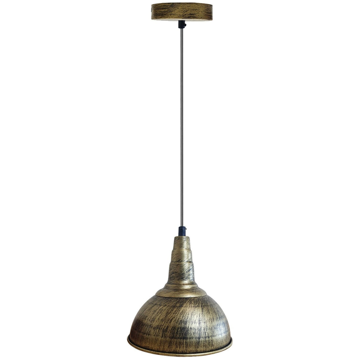 Vintage Industrial Pendant Light – Dome, Barn or Wide Shade, 20 Finishes, E27 - Brushed Brass, Dome 21 cm Brushed Brass, Without Bulb