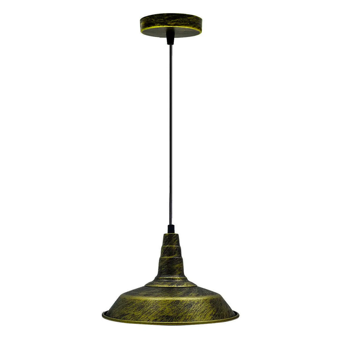 Vintage Industrial Pendant Light – Dome, Barn or Wide Shade, 20 Finishes, E27 - Brushed Brass, Barn 26 cm Brushed Brass, Without Bulb