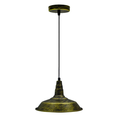 Vintage Industrial Pendant Light – Dome, Barn or Wide Shade, 20 Finishes, E27 - Brushed Brass, Barn 26 cm Brushed Brass, Without Bulb
