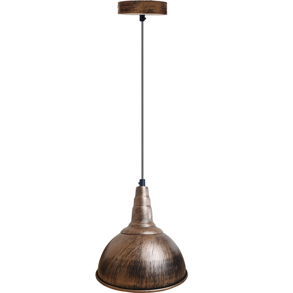 Vintage Industrial Pendant Light – Dome, Barn or Wide Shade, 20 Finishes, E27 - Brushed Copper, Dome 21 cm Brushed Copper, Without Bulb