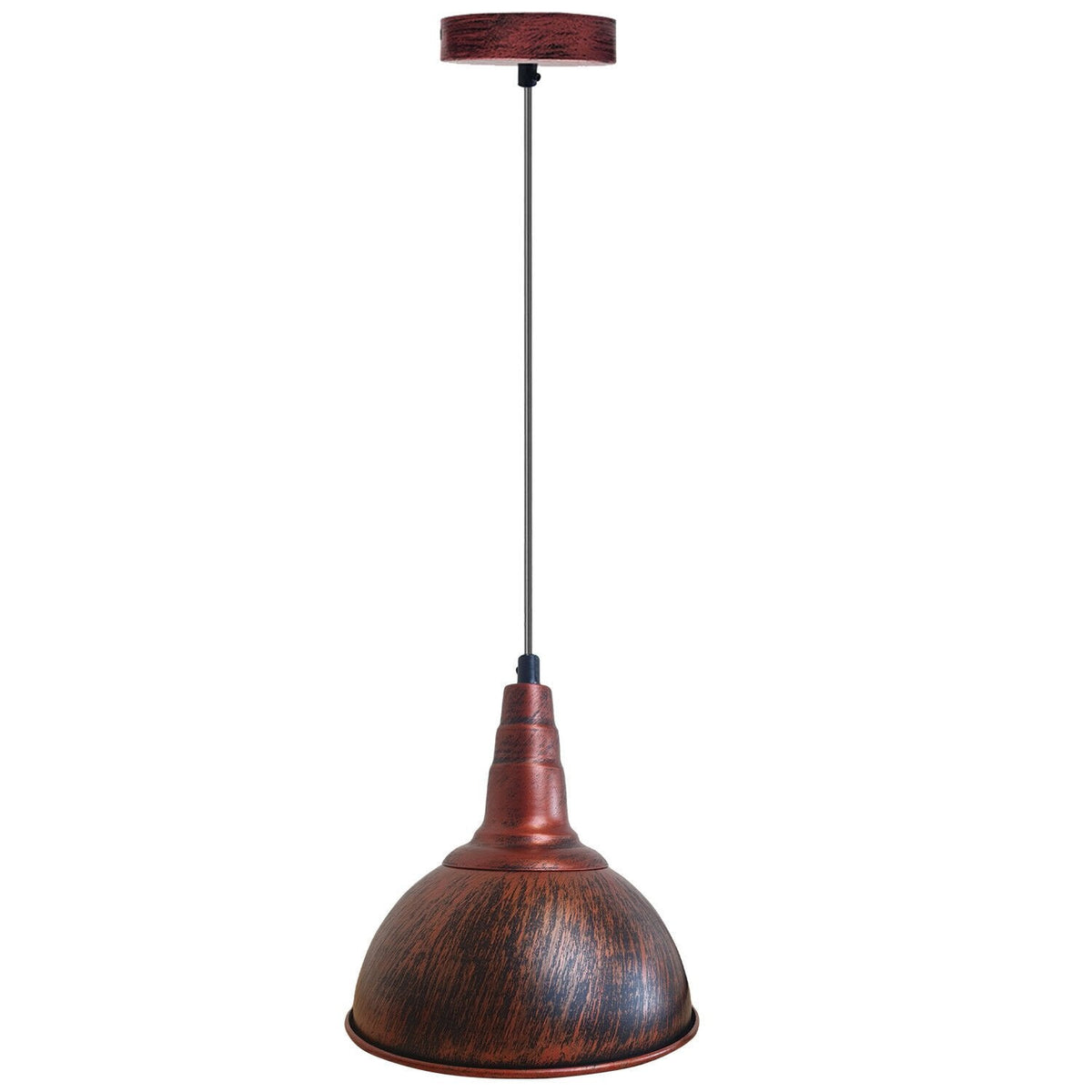 Vintage Industrial Pendant Light – Dome, Barn or Wide Shade, 20 Finishes, E27 - Rustic Red, Dome 21 cm Rustic Red, Without Bulb