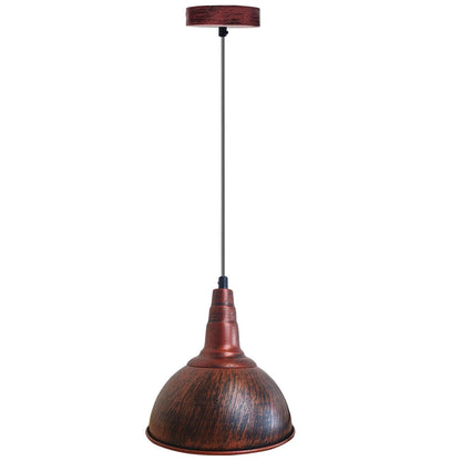 Vintage Industrial Pendant Light – Dome, Barn or Wide Shade, 20 Finishes, E27 - Rustic Red, Dome 21 cm Rustic Red, Without Bulb