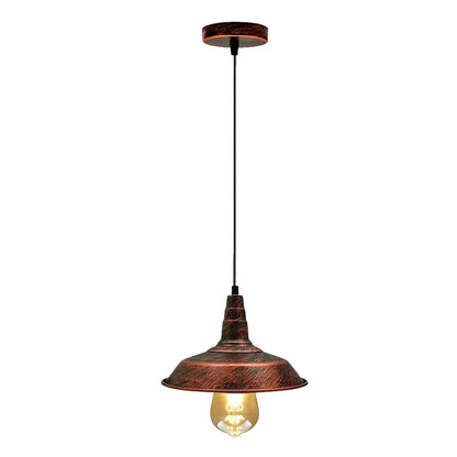 Vintage Industrial Pendant Light – Dome, Barn or Wide Shade, 20 Finishes, E27 - Rustic Red, Barn 26 cm Rustic Red, Without Bulb