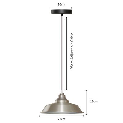 Vintage Pendant Light – Metal Dome or Cone Shade, 6 Finishes, E27 - photo 2