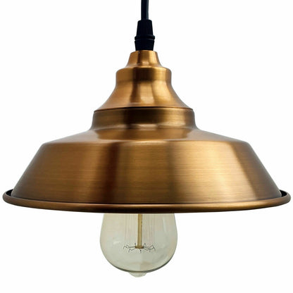 Vintage Pendant Light – Metal Dome or Cone Shade, 6 Finishes, E27 - photo 3