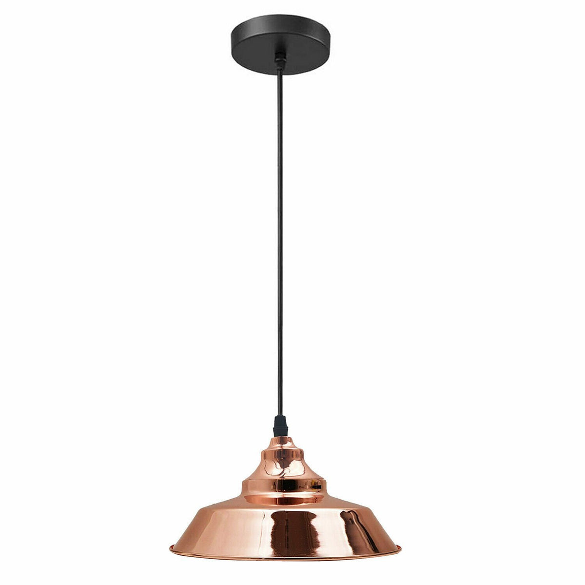 Vintage Pendant Light – Metal Dome or Cone Shade, 6 Finishes, E27 - photo 5