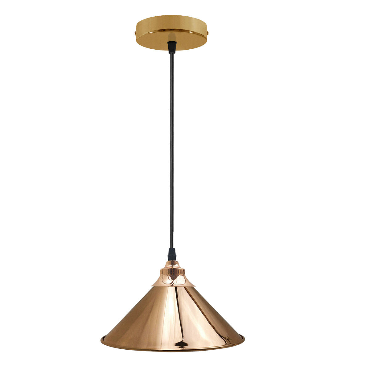 Vintage Pendant Light – Metal Dome or Cone Shade, 6 Finishes, E27 - photo 22
