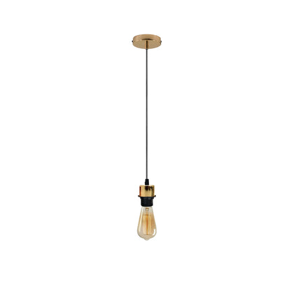Vintage Pendant Light – Metal Dome or Cone Shade, 6 Finishes, E27 - French Gold, Flat Cone 22 cm French Gold, Without Bulb
