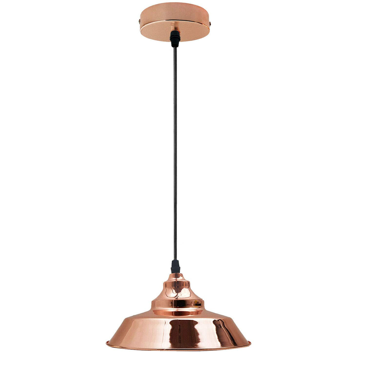 Vintage Pendant Light – Metal Dome or Cone Shade, 6 Finishes, E27 - photo 18