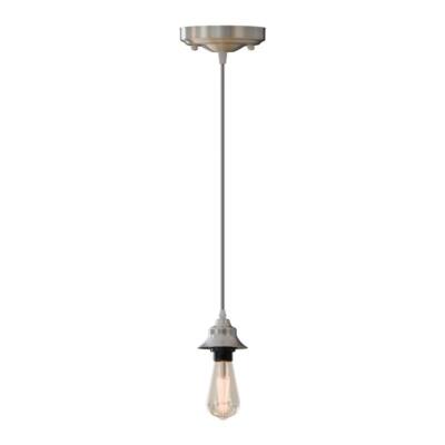 Vintage Pendant Light – Metal Dome or Cone Shade, 6 Finishes, E27 - Satin Nickel, No Shade, Without Bulb