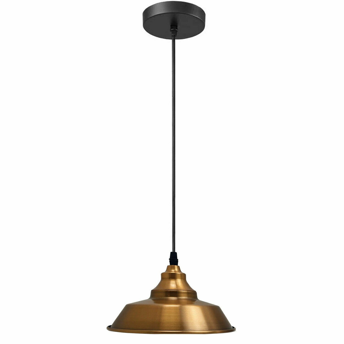 Vintage Pendant Light – Metal Dome or Cone Shade, 6 Finishes, E27 - Yellow Brass, Vintage Dome 22 cm Yellow Brass, Without Bulb