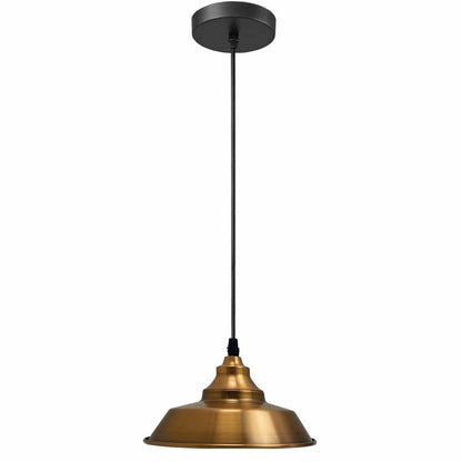 Vintage Pendant Light – Metal Dome or Cone Shade, 6 Finishes, E27 - Yellow Brass, Vintage Dome 22 cm Yellow Brass, Without Bulb