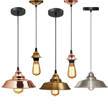 Vintage Pendant Light – Metal Dome or Cone Shade, 6 Finishes, E27