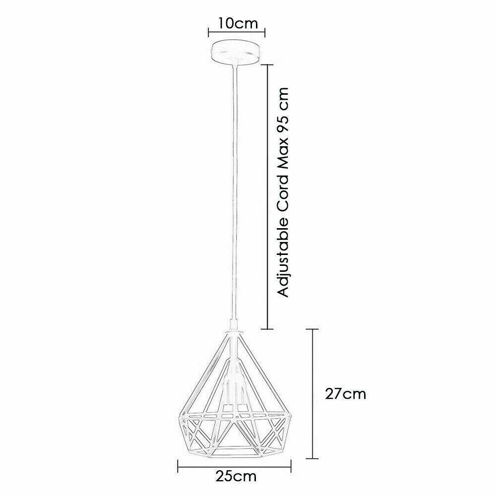 Geometric Diamond Cage Pendant Light – Coloured Holder & Cage, E27 - photo 2