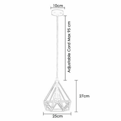 Geometric Diamond Cage Pendant Light – Coloured Holder & Cage, E27 - photo 2
