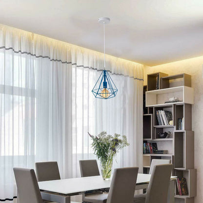 Geometric Diamond Cage Pendant Light – Coloured Holder & Cage, E27 - photo 3