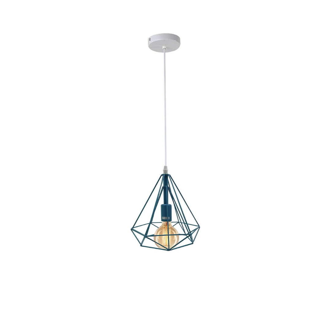 Geometric Diamond Cage Pendant Light – Coloured Holder & Cage, E27 - photo 6
