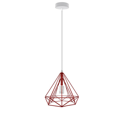 Geometric Diamond Cage Pendant Light – Coloured Holder & Cage, E27 - photo 15