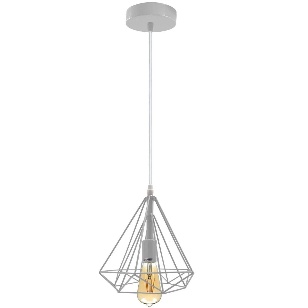 Geometric Diamond Cage Pendant Light – Coloured Holder & Cage, E27 - photo 10
