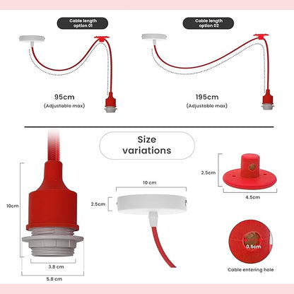 Silicone Swag Pendant Light – 2 m Fabric Cable, Shade Options, E27 - photo 4