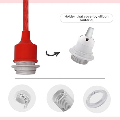 Silicone Swag Pendant Light – 2 m Fabric Cable, Shade Options, E27 - photo 5