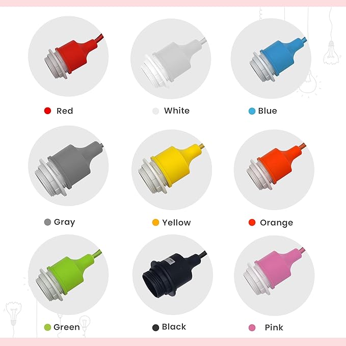 Silicone Swag Pendant Light – 2 m Fabric Cable, Shade Options, E27 - photo 6