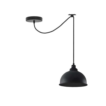 Silicone Swag Pendant Light – 2 m Fabric Cable, Shade Options, E27 - Black, Curvy 21 cm Black, Without Bulb