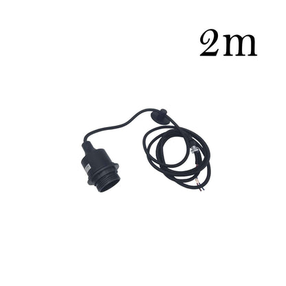 Silicone Swag Pendant Light – 2 m Fabric Cable, Shade Options, E27 - Black, No Shade, Holder Only, Without Bulb