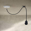 Silicone Swag Pendant Light – 2 m Fabric Cable, Shade Options, E27 - Black, No Shade, Without Bulb
