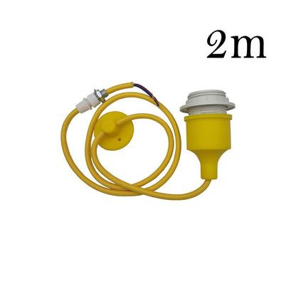 Silicone Swag Pendant Light – 2 m Fabric Cable, Shade Options, E27 - Yellow, No Shade, Holder Only, Without Bulb