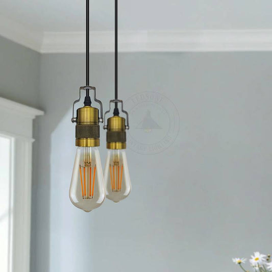 Brass Pendant Lamp Holder 1 m – Tilting E27 Holder, Single or Pair - photo 2