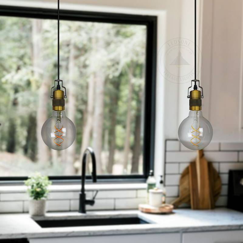 Brass Pendant Lamp Holder 1 m – Tilting E27 Holder, Single or Pair - photo 3