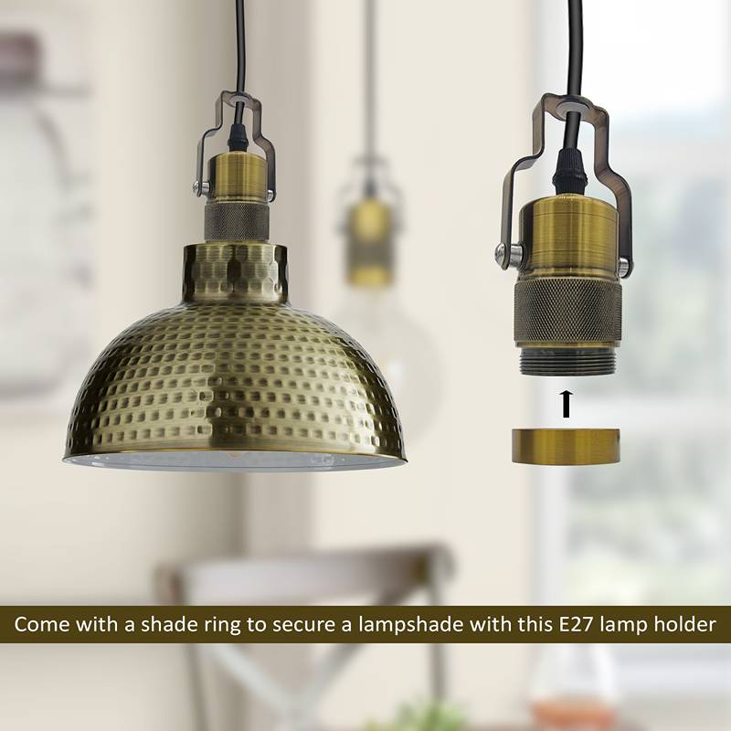 Brass Pendant Lamp Holder 1 m – Tilting E27 Holder, Single or Pair - photo 4