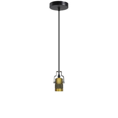 Brass Pendant Lamp Holder 1 m – Tilting E27 Holder, Single or Pair - Without Bulb, Yellow Brass, No Shade