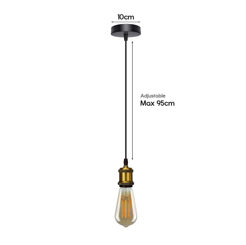 Pendant Light Fitting – Brass or Copper E27, Swag Hook Option - photo 2