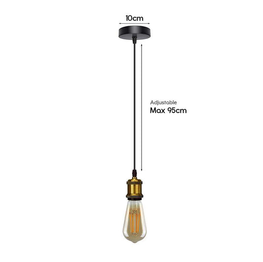Pendant Light Fitting – Brass or Copper E27, Swag Hook Option - photo 2