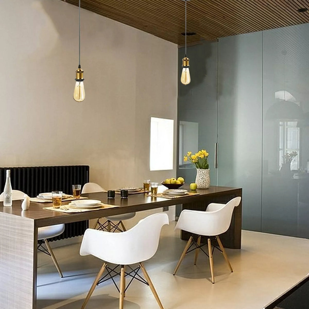 Pendant Light Fitting – Brass or Copper E27, Swag Hook Option - photo 3